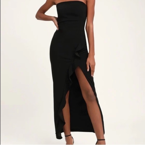 Lulus Dresses & Skirts - Lulu‘s after hours black ruffle maxi dress size small